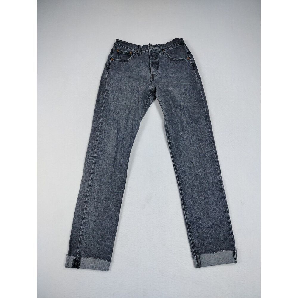 Levi Strauss Jeans Women's 25 501S Skinny Leg Raw Hem Gray Denim Button Fly Punk